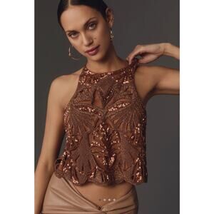 Maeve by Anthropologie / Embellished Cutwork Cross-Back Tank / sz S